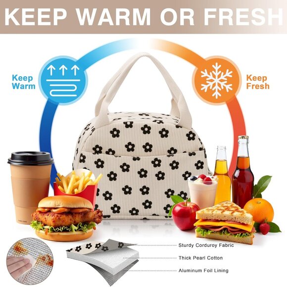 Lunch Bag - Insulated Lunch Box for Women, Reusable Large Capacity Cooler Bag fo - Picture 5 of 6